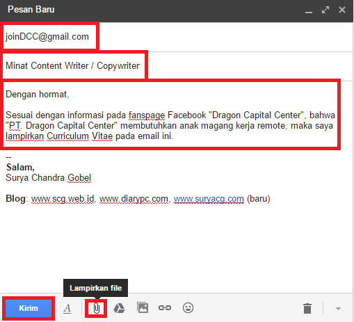 Contoh Cara Mengirim Surat Lamaran Kerja Via Email Kursus Internet Marketing Terbaik Di Jakarta